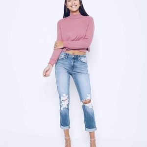 KanCan Boyfriend Fit Distressed Jeans